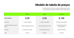 Tabela De Preços Com Cabeçalho Verde - Modelo De Inicialização De Uma Página