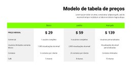 Tabela De Preços Com Cabeçalho Verde - Landing Page Profissional Personalizável