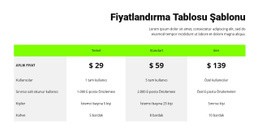 Yeşil Başlıklı Fiyatlandırma Tablosu - Çok Amaçlı HTML5 Şablonu