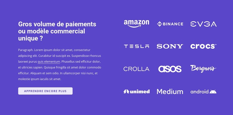 À propos de nos partenaires commerciaux Conception de site Web