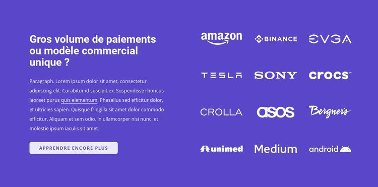 À propos de nos partenaires commerciaux Créateur de site Web HTML