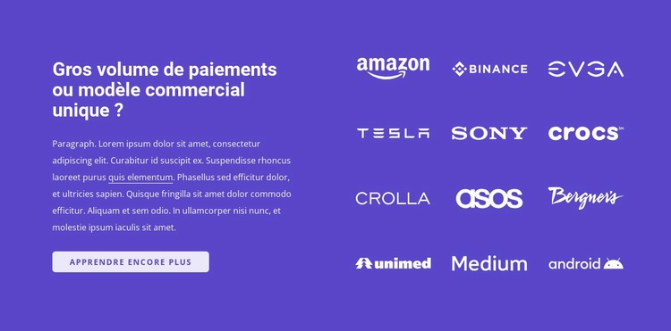 À propos de nos partenaires commerciaux Page de destination