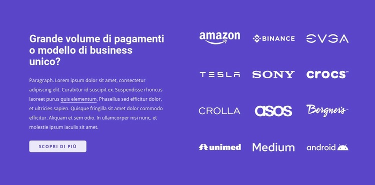 Informazioni sui nostri partner commerciali Mockup del sito web