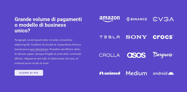 Informazioni sui nostri partner commerciali Modello di sito Web