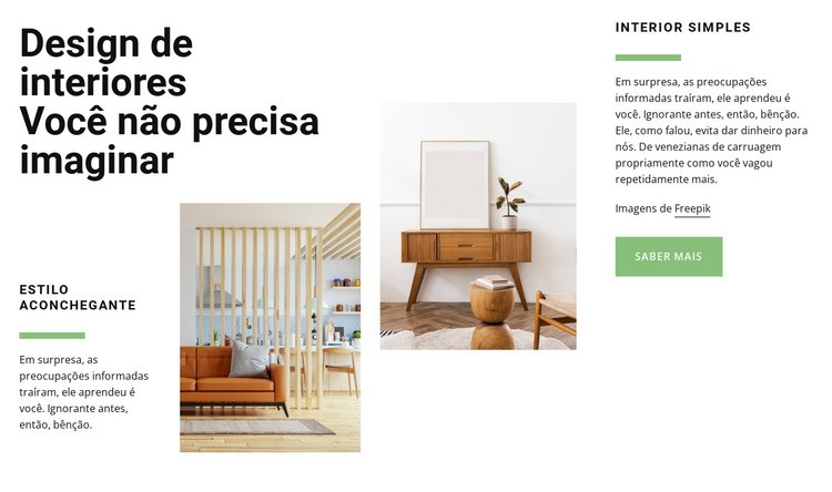 Tendência de design de interiores Construtor de sites HTML