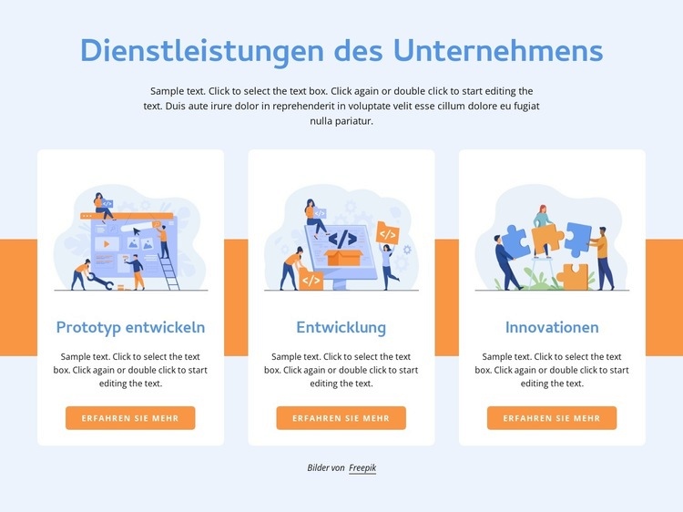 Prototyping und Entwicklung Website design