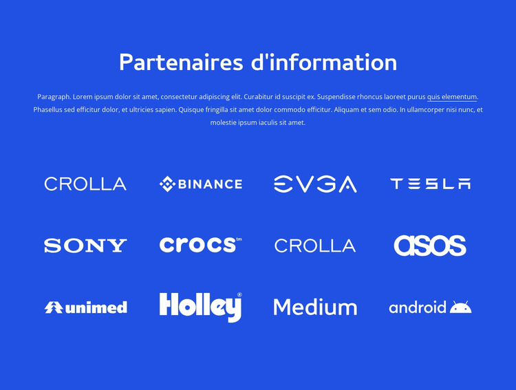 Partenaires d'information Modèle Joomla