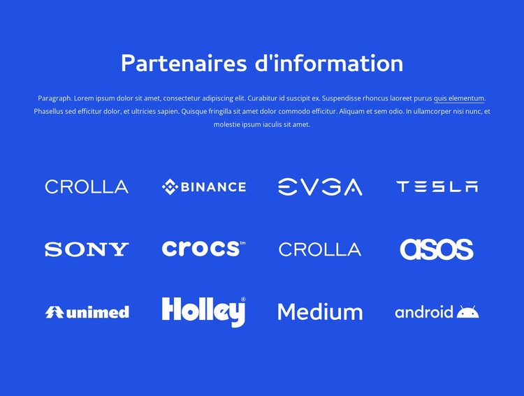 Partenaires d'information Modèle d'une page