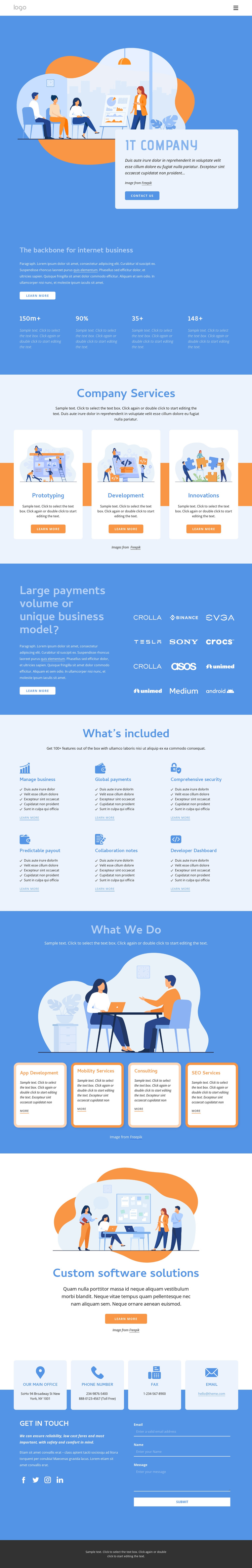 Full-service software development company One Page Template