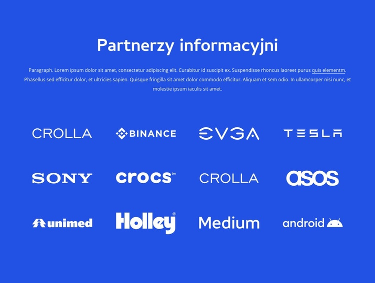 Partnerzy informacyjni Kreator witryn internetowych HTML