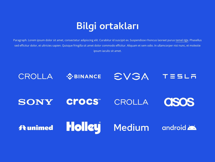 Bilgi ortakları HTML Şablonu