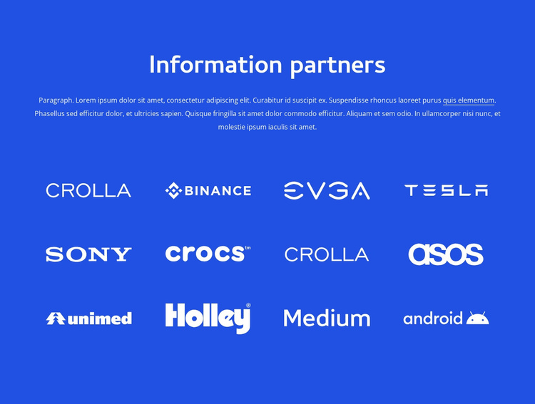Information partners Landing Page