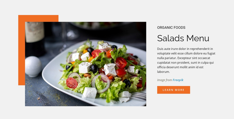 Salads Menu Website Design