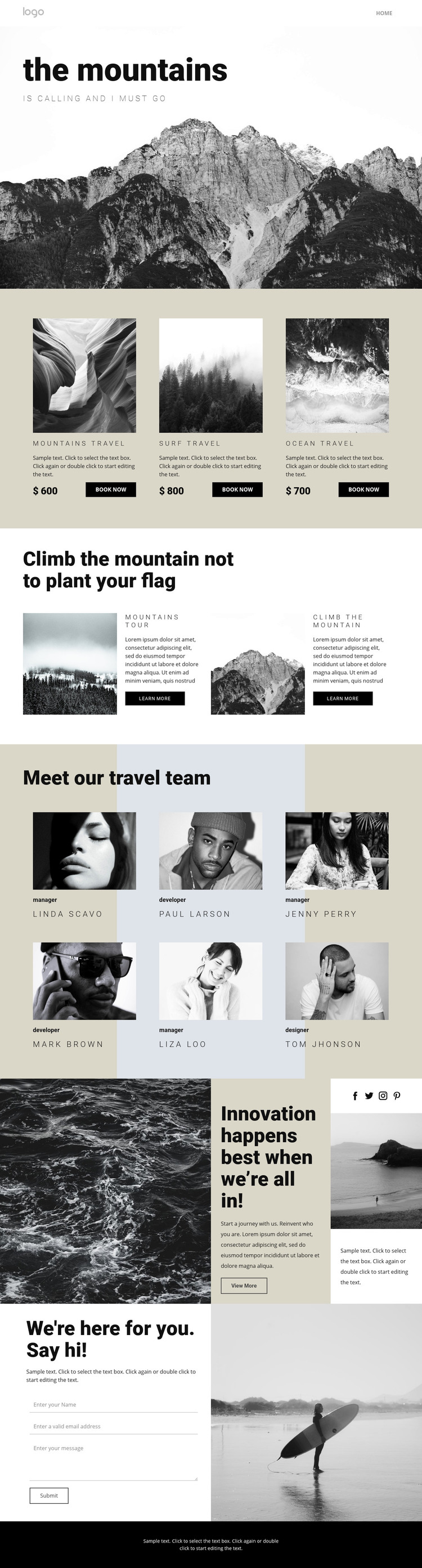 Agency for people who travel Elementor Template Alternative