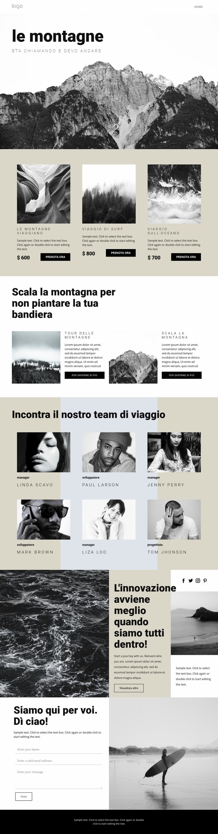 Agenzia per chi viaggia Mockup del sito web