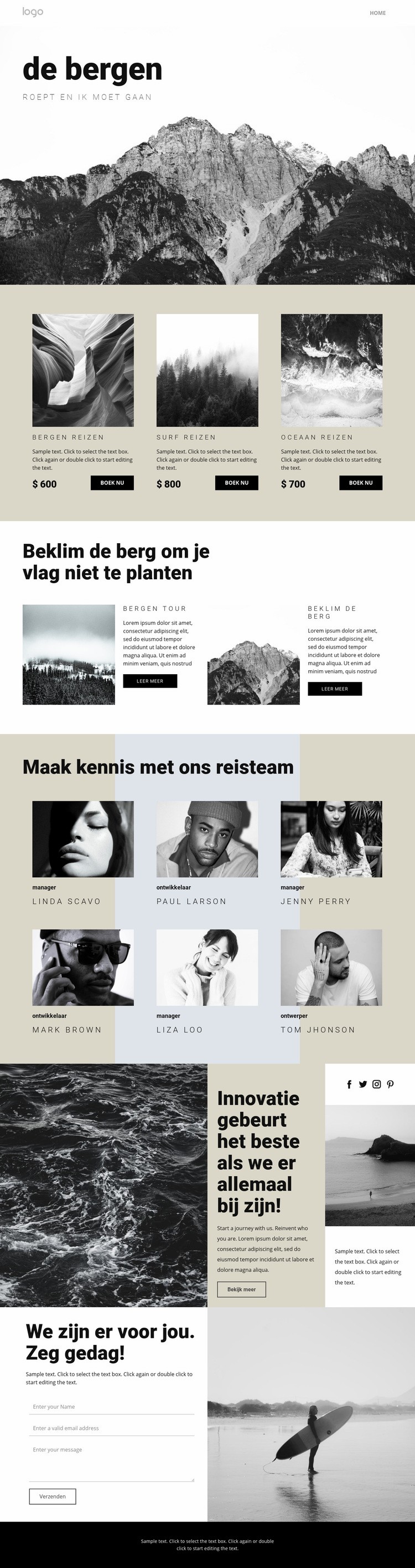 Agentschap voor mensen die reizen Website mockup