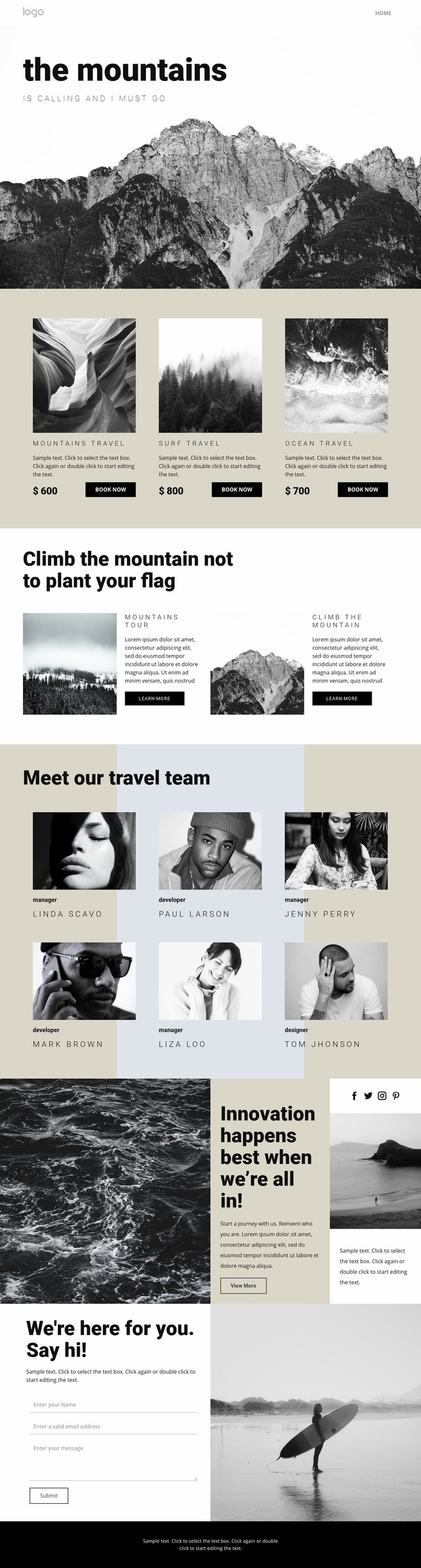 Agency for people who travel Web Page Design