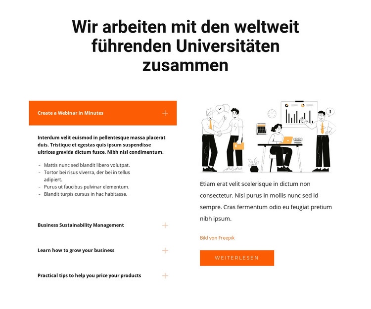 Fragen an unser Team Website Builder-Vorlagen