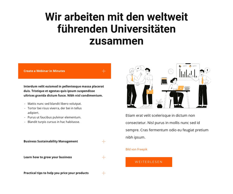 Fragen an unser Team Website-Vorlage