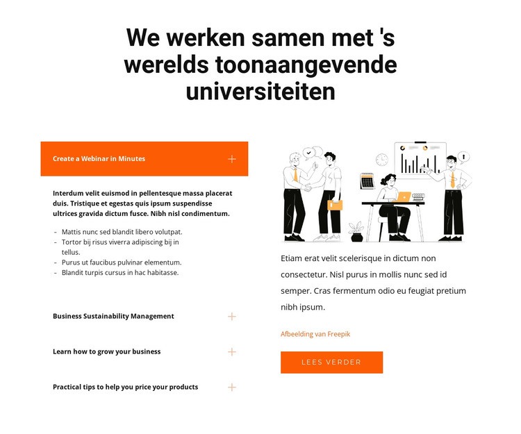 Vragen aan ons team Website mockup