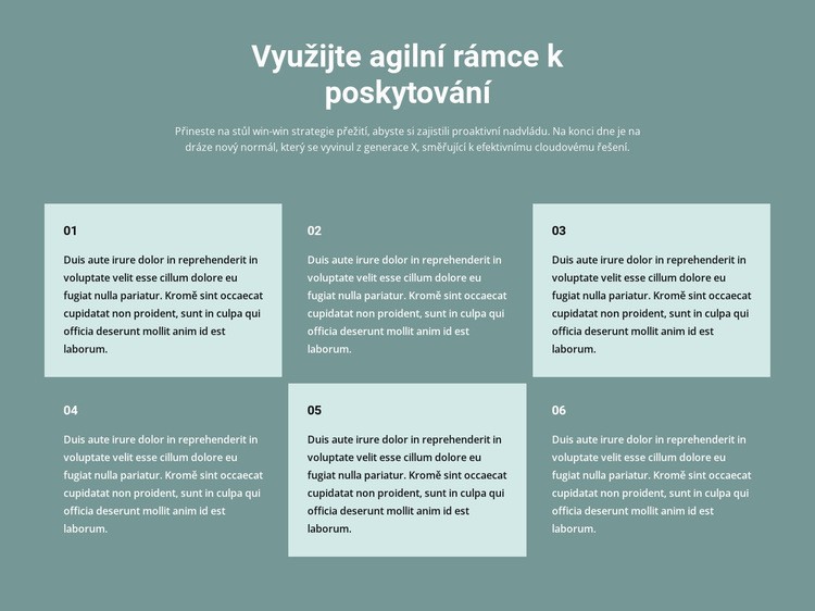 Šest textových bloků Šablona HTML