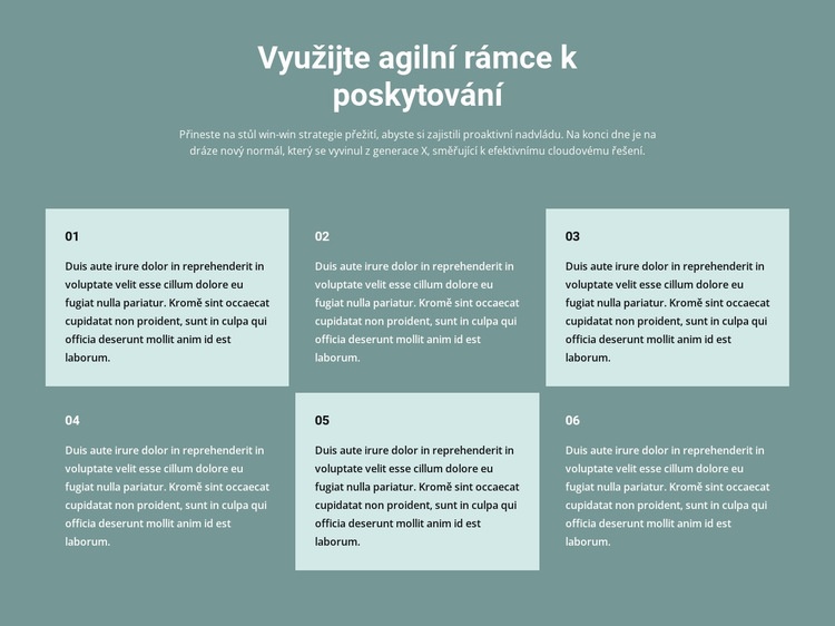 Šest textových bloků Webový design