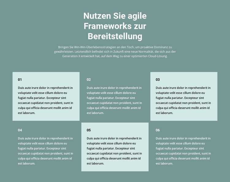 Sechs Textblöcke HTML Website Builder