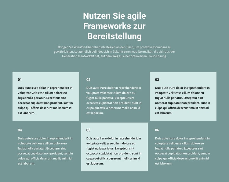 Sechs Textblöcke Website Builder-Vorlagen