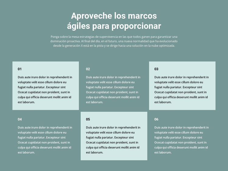 Seis bloques de texto Plantilla HTML