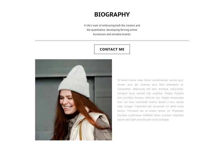 Biography of the athlete Homepage Design