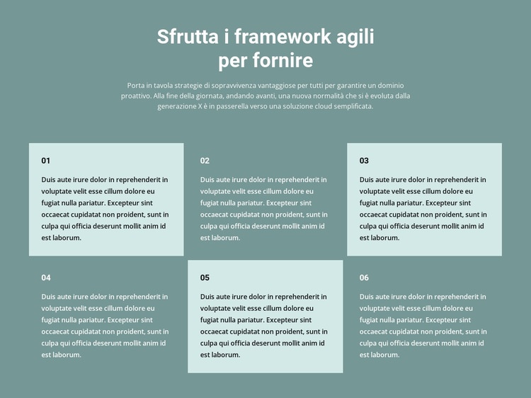 Sei blocchi di testo Mockup del sito web