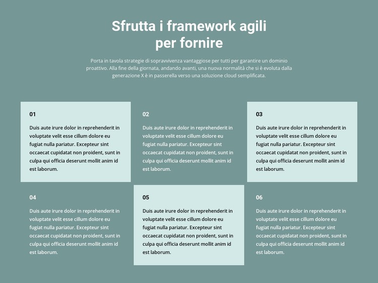 Sei blocchi di testo Pagina di destinazione