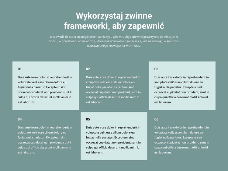 Sześć bloków tekstowych Kreator witryn internetowych HTML