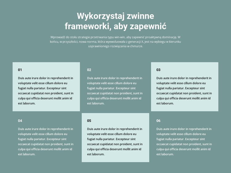 Sześć bloków tekstowych Motyw WordPress