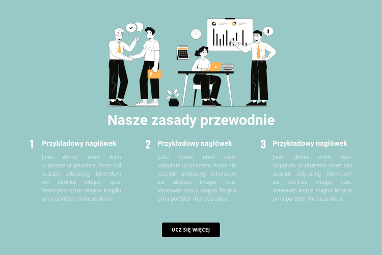 Trzy zasady w biznesie Motyw WordPress