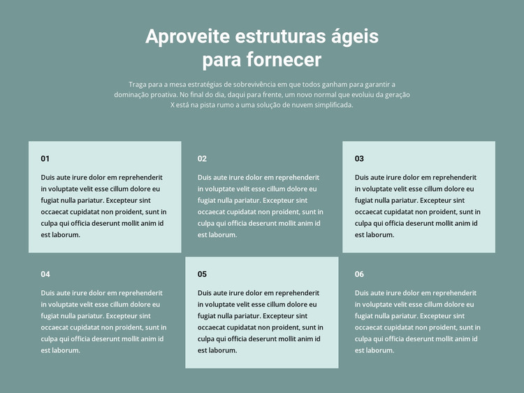 Seis blocos de texto Modelo HTML