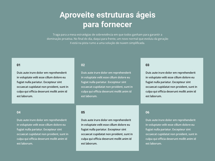 Seis blocos de texto Template Joomla