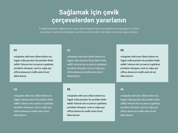 Altı metin bloğu Web Sitesi Mockup'ı