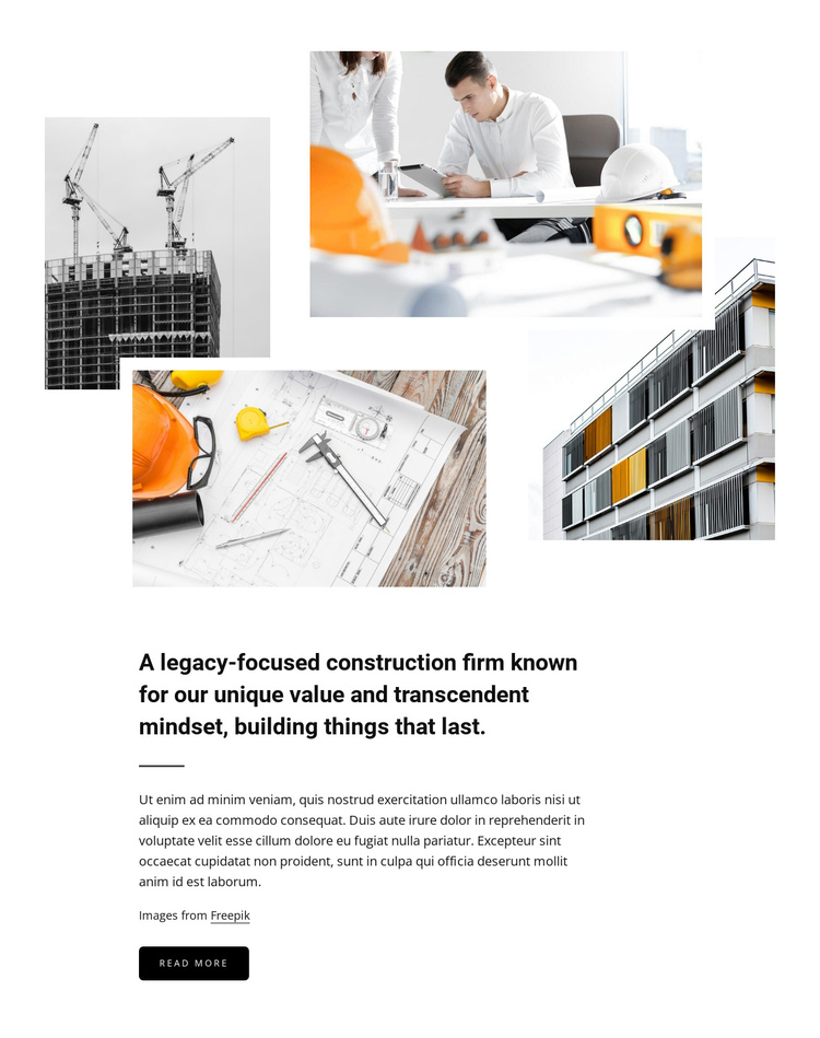 Legacy-focuced construction One Page Template