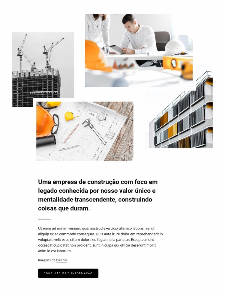 Construção focada em legado Landing Page