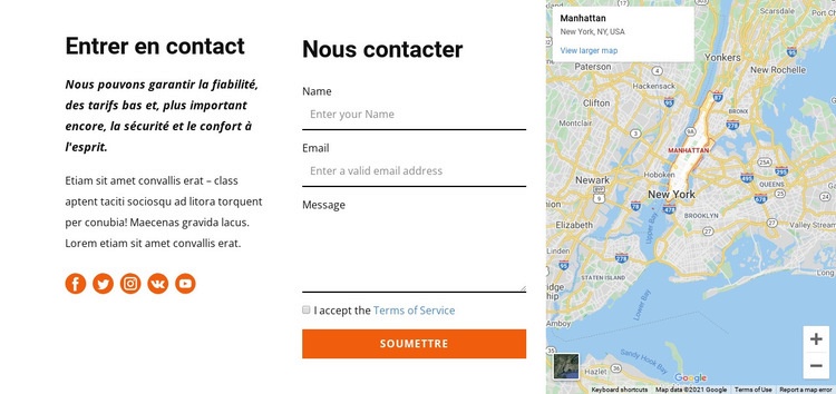 Modèle de contact Conception de site Web