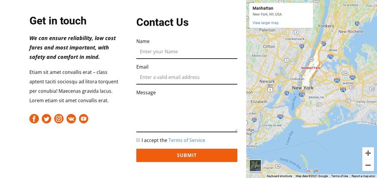 Get in touch template Homepage Design
