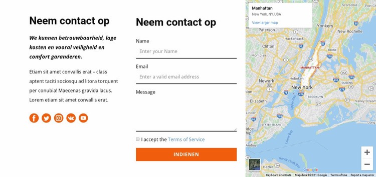 Neem contact op sjabloon Sjabloon voor één pagina