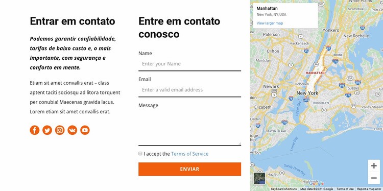 Modelo de contato Design do site