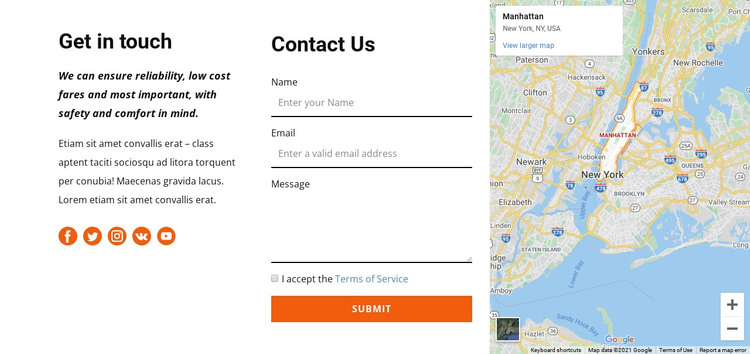 Get in touch template WordPress Theme