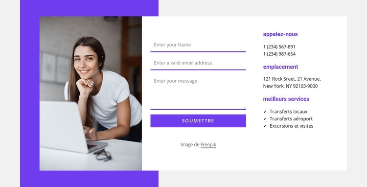 Contactez-nous avec forme et image Modèle d'une page