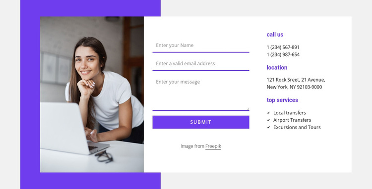 Contact us with shape and  image HTML5 Template
