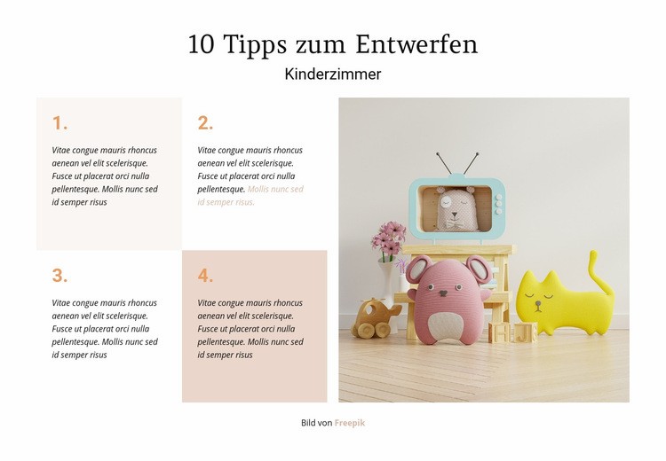 10 Tipps zum Entwerfen von Kinderzimmern Website-Modell