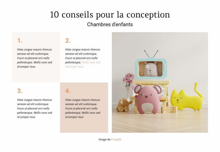 10 conseils pour concevoir les chambres des enfants Modèle HTML5