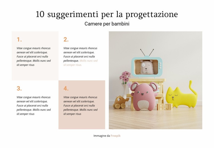 10 consigli per progettare le stanze di Choldren Modello HTML5